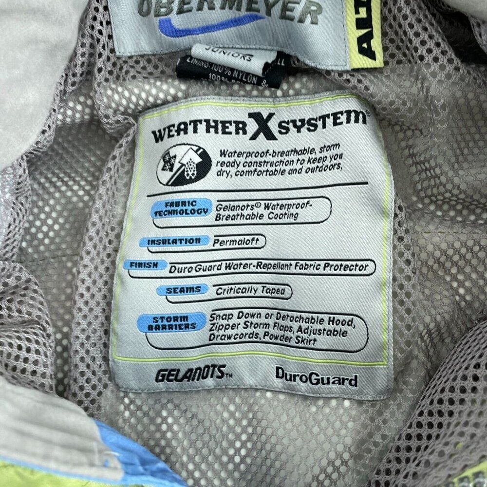 Obermeyer Juniors Weather X System Jacket Size 14 Green & Blue Waterproof 4970 - Picture 4 of 9